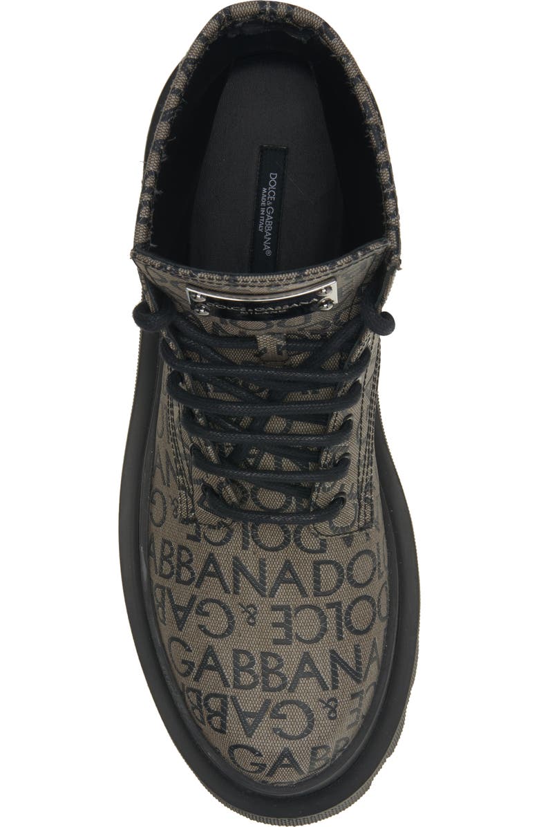 Dolce&Gabbana High Trekking Logo Jacquard Boot, Alternate, color, Brown