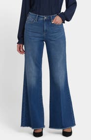 NYDJ Mia Frayed High Waist Wide Leg Palazzo Jeans