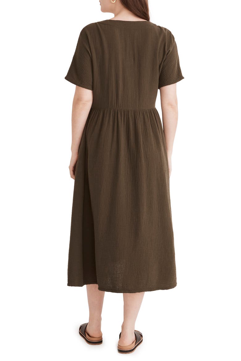 Nima Double Face Cotton Gauze Midi Dress, Alternate, color, DRIED OLIVE