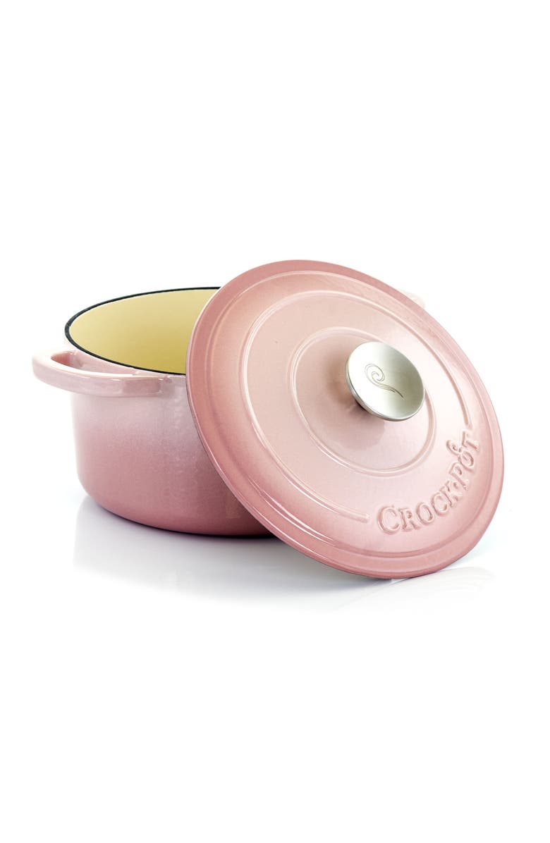 Crock-pot Artisan 2 Piece 3 Quarts Enamled Cast Iron Dutch Oven, Alternate, color, Blush Pink