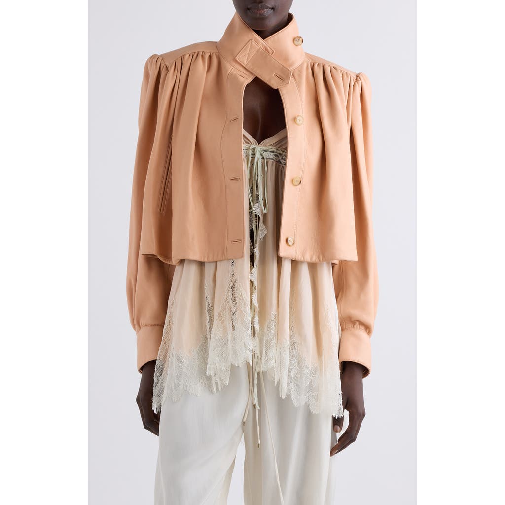 Chloé Puff Shoulder Leather Crop Jacket