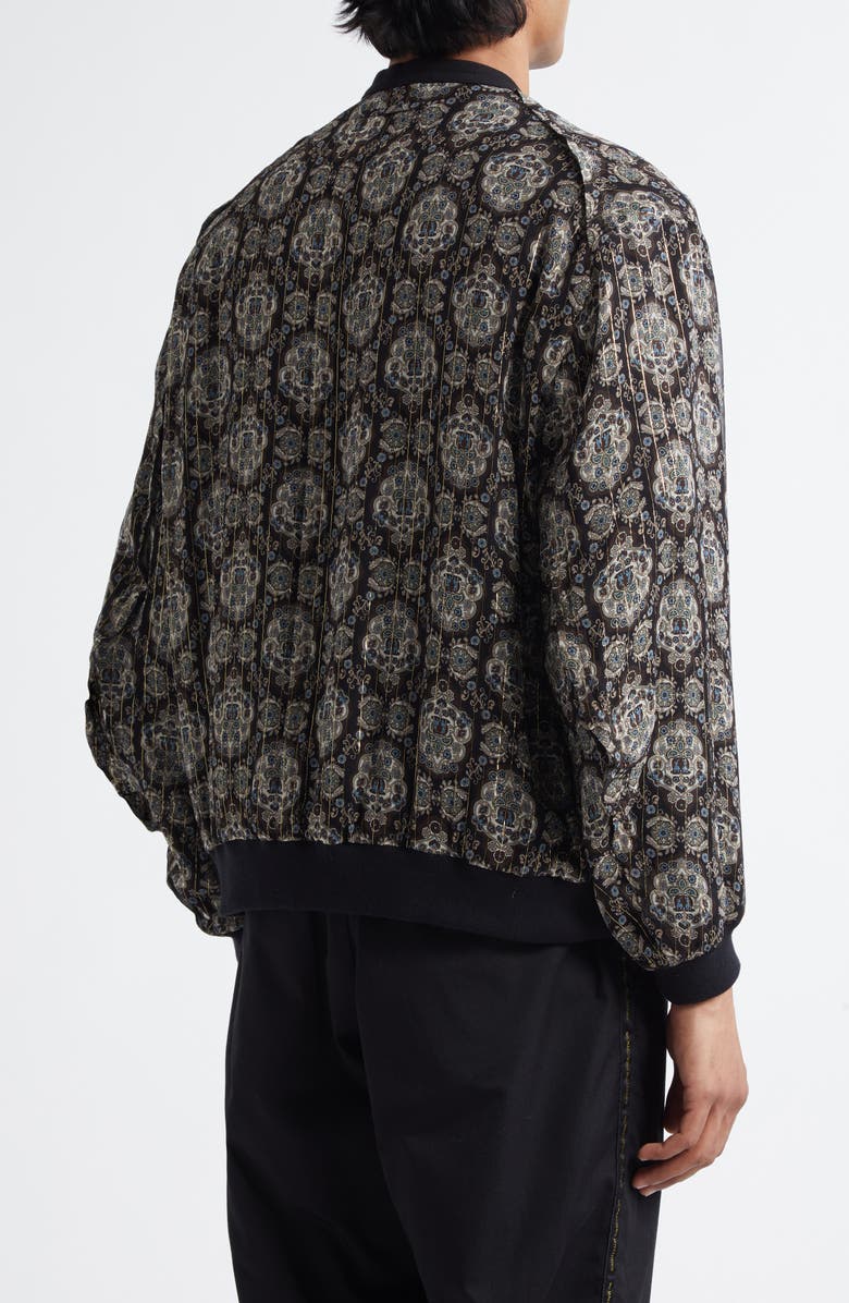 Undercover Print Silk Blend Blouson Jacket, Alternate, color, Black Base