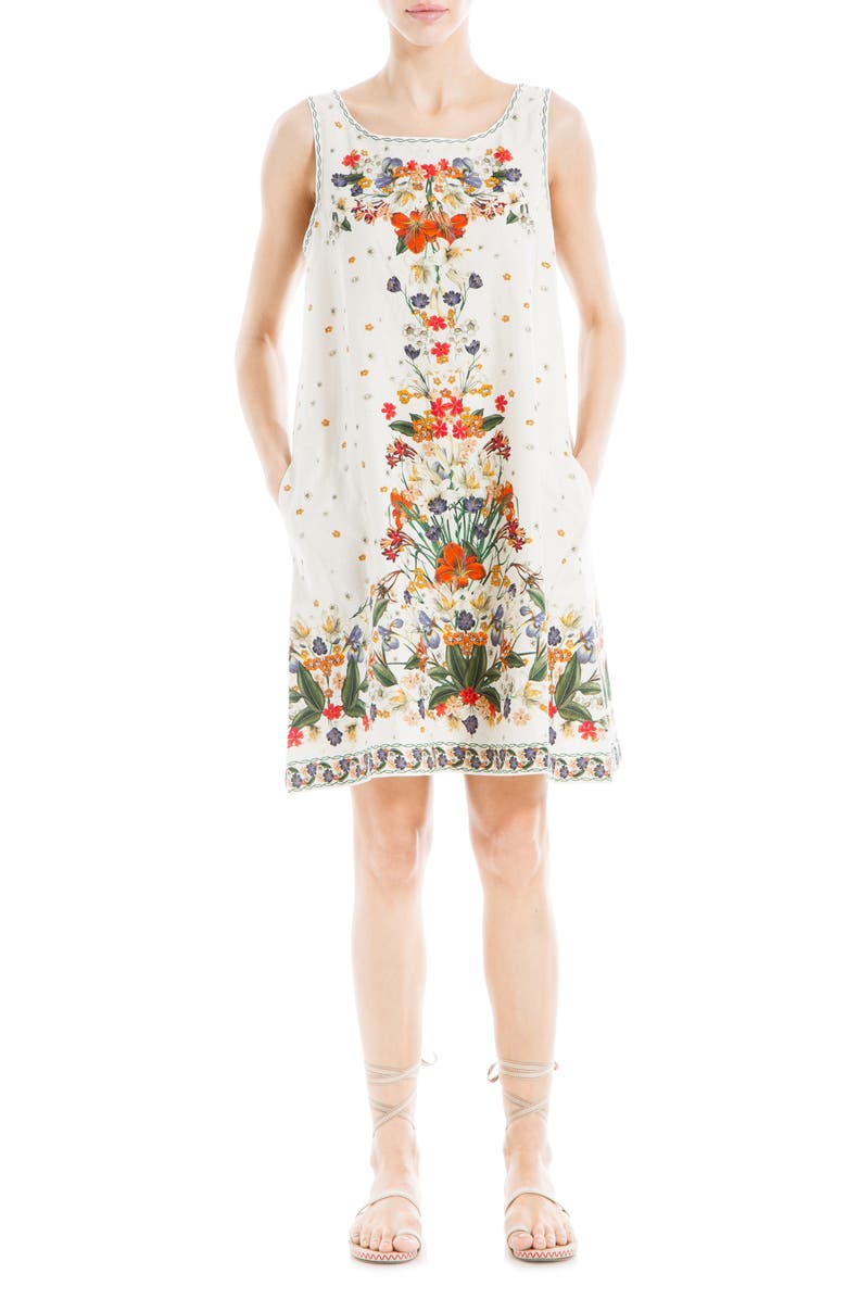 MAX STUDIO LONDON Floral Linen Blend Shift Dress, Main, color, 