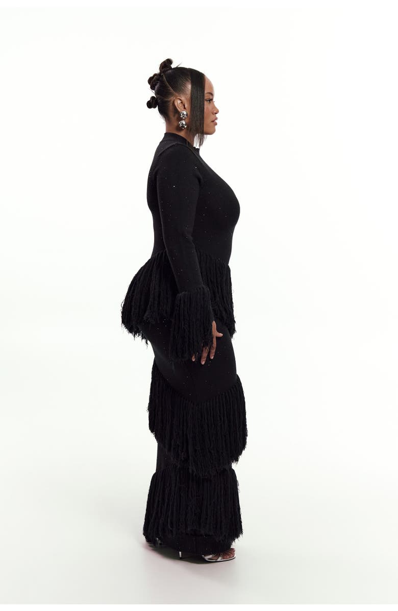 OFUURE Eme Sequin Fringe Maxi Dress, Alternate, color, Black