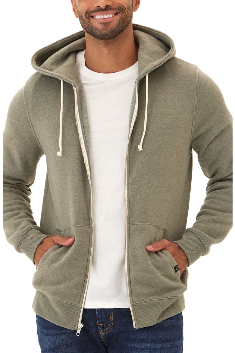 Trim Fit Heathered Fleece Zip Hoodie, Main, color, ARTICHOKE