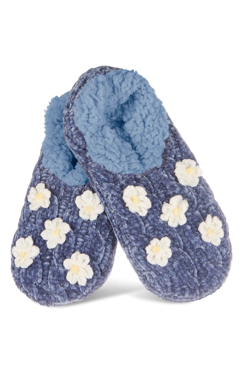 MeMoi Dasies Chenille Slipper Socks, Alternate, color, Denim