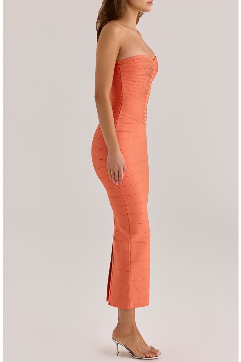 The Sweetheart Strapless Bandage Midi Dress, Alternate, color, CORAL
