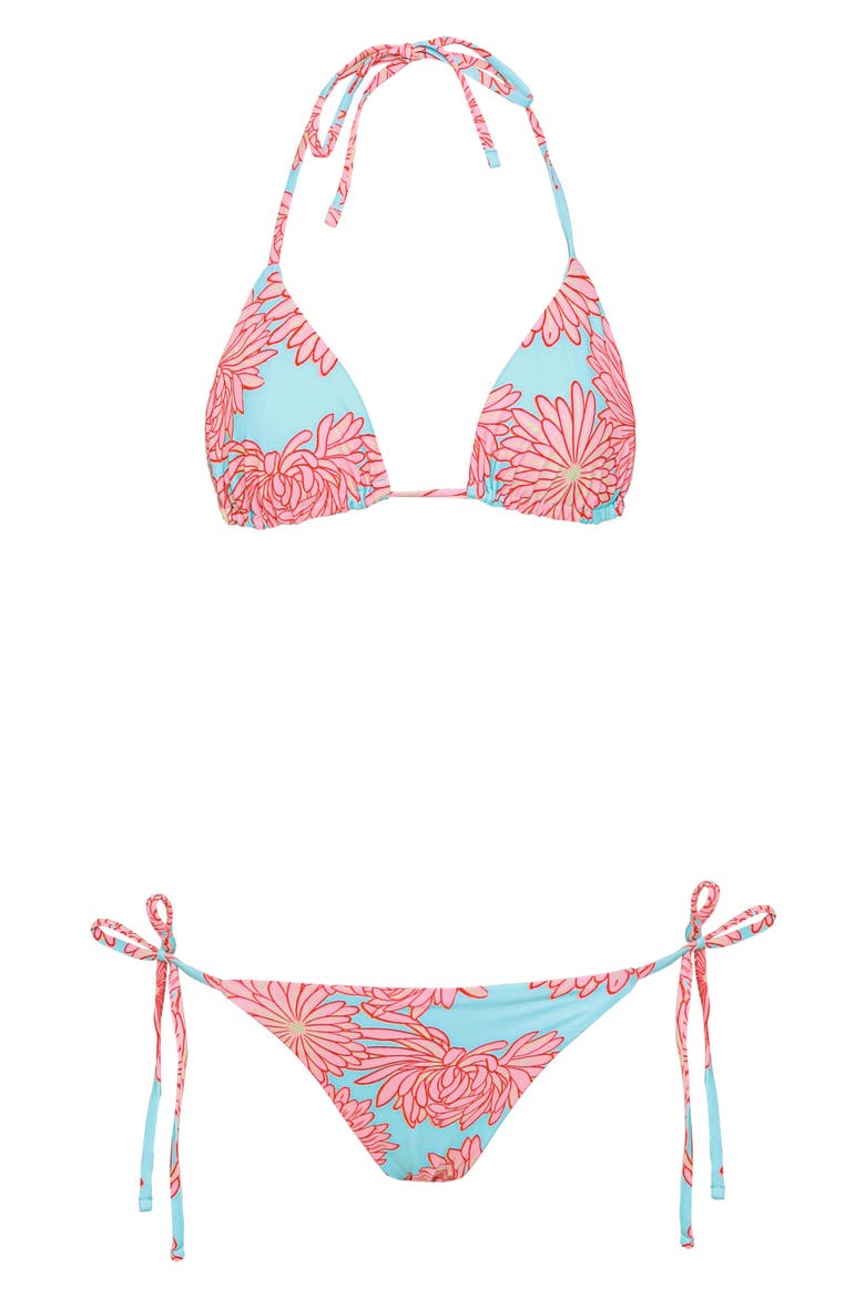 Tropical Bloom Reversible Side Tie Bikini Bottoms, Alternate, color, BLUE