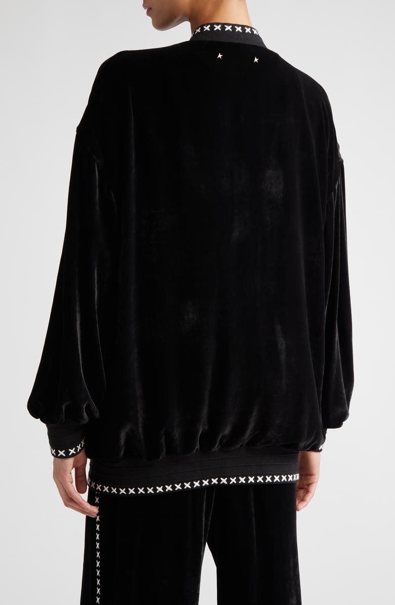 Golden Goose Gisellse Floral Embroidery Appliqué Velvet Jacket, Alternate, color, 