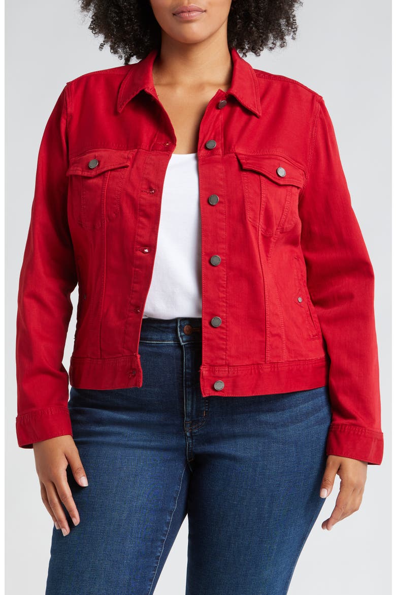 Denim Trucker Jacket, Main, color, CARNELIAN