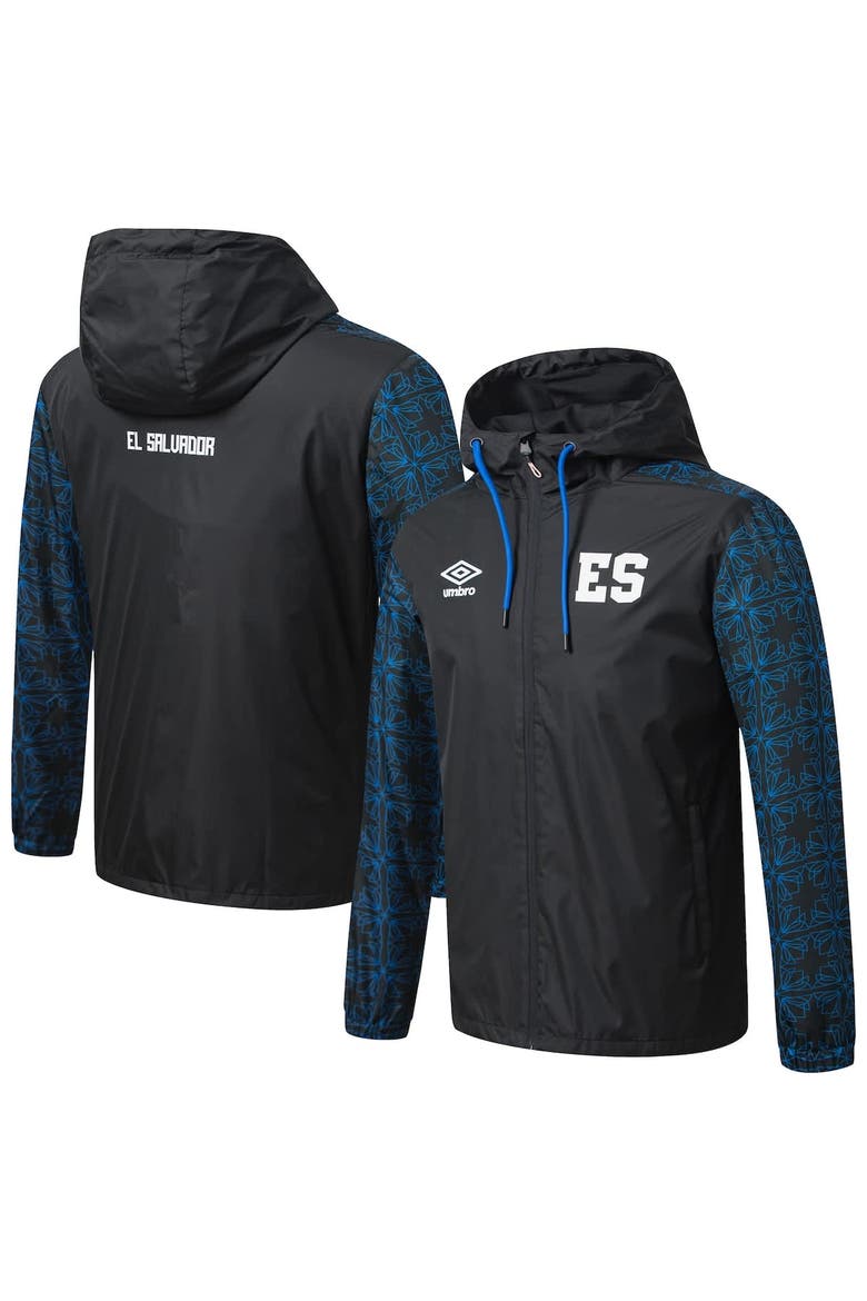 Men's Umbro  Black El Salvador National Team Full-Zip Hooded Rain Jacket, Main, color, Black