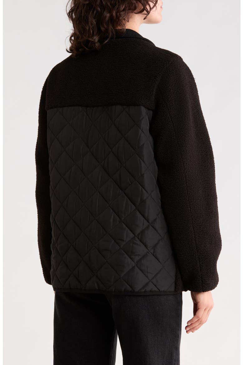 Stand Collar Faux Shearling Liner Jacket, Alternate, color, BLACK