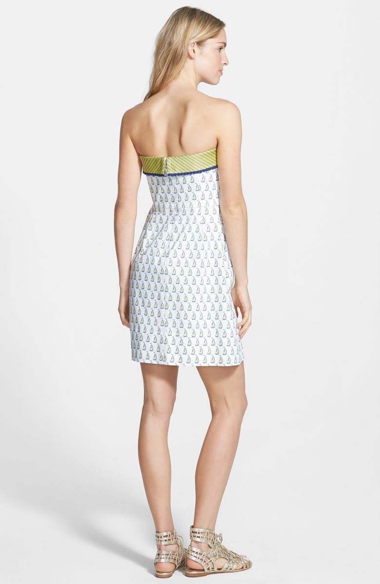 vineyard vines Sailboat Print Strapless Dress, Alternate, color, 