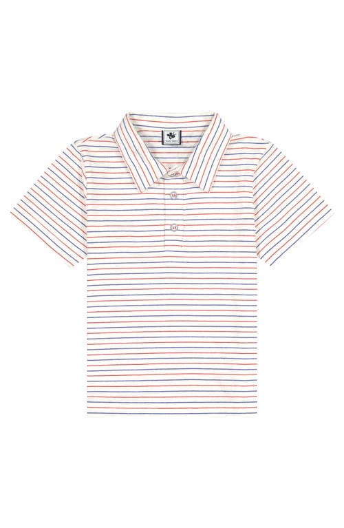 Busy Bees Boys Short Sleeve Polo Red White And Blue Stripe In White And Blue Stripe