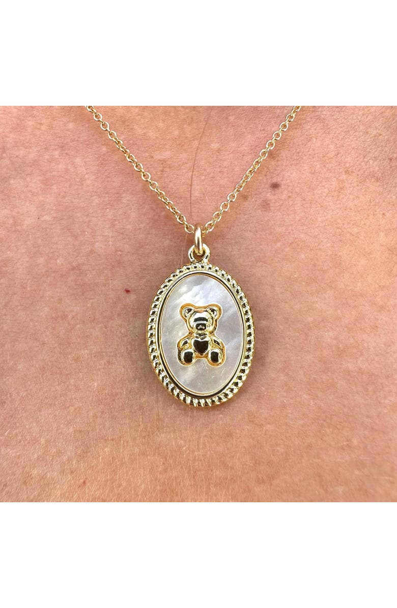 Outofoffice Teddy Bear Charm Gold Necklace, Alternate, color,