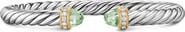 David Yurman Cable Flex Bracelet in Sterling Silver with 14K Gold, Prasiolite & Diamonds, 6mm