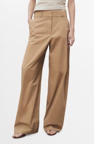 MANGO Stretch Cotton Wide Leg Pants