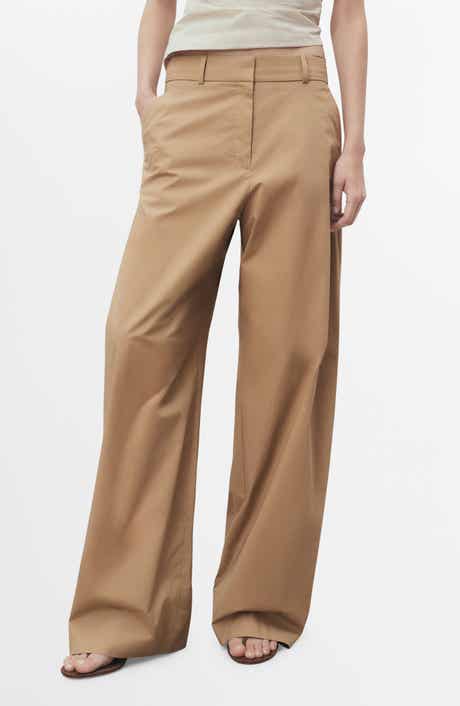 MANGO Stretch Cotton Wide Leg Pants