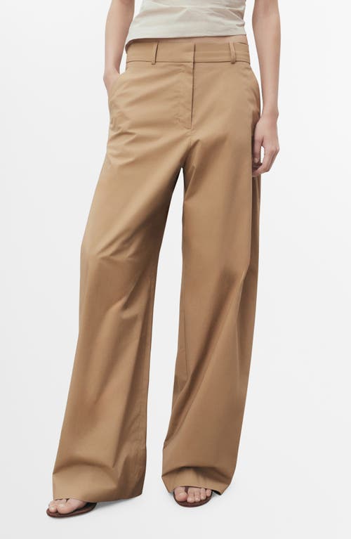 Mango Stretch Cotton Wide Leg Pants In Brown