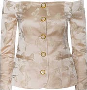 L'AGENCE Alice Embroidered Off the Shoulder Blazer