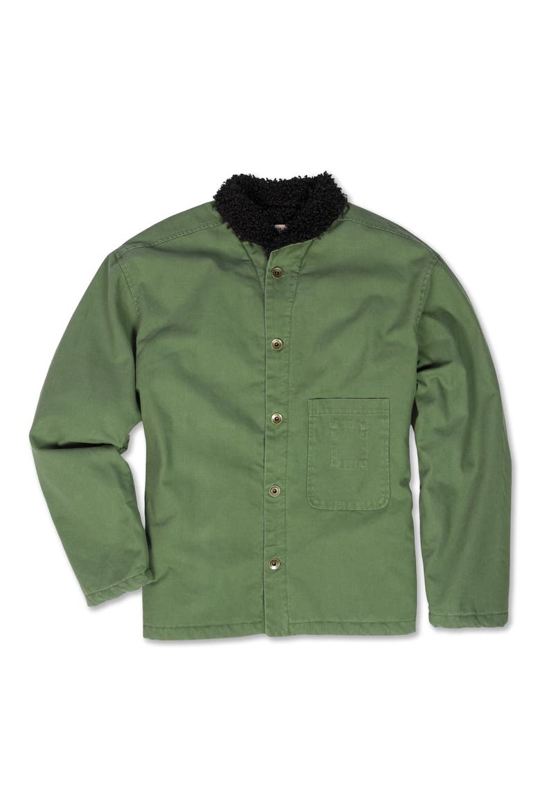 Shepherd's Organic Cotton Shirt Jacket with Faux Shearling Lining, Alternate, color, FATIGUE