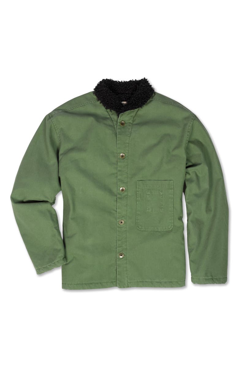Imperfects Shepherd's Organic Cotton Shirt Jacket with Faux Shearling Lining, Alternate, color, Fatigue