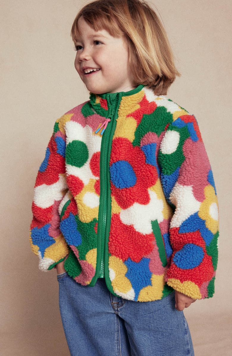 Mini Boden Kids' Eden Floral Fleece Jacket, Alternate, color, Multi Flower Power