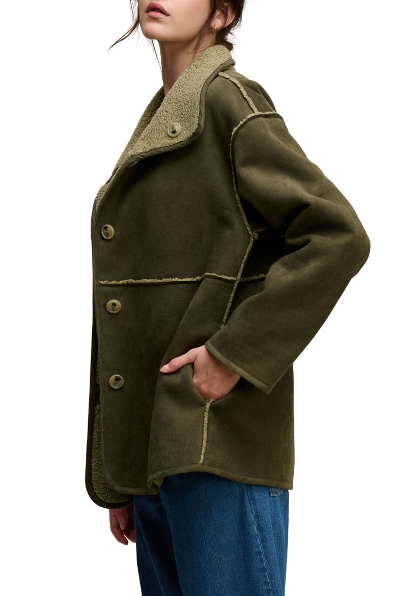 Shona Reversible Faux Shearling Jacket, Alternate, color, THICKT GRN