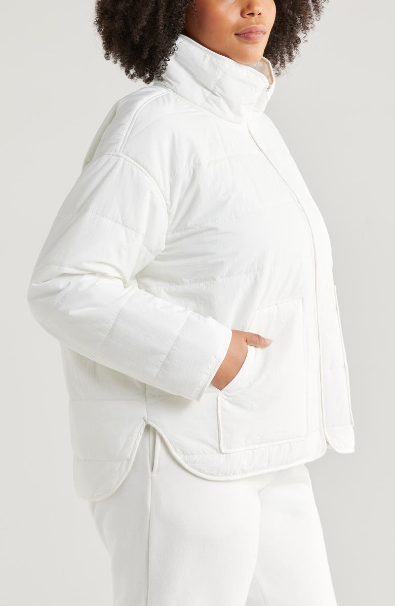 Zella Quilted Packable Jacket, Alternate, color, Ivory Cloud
