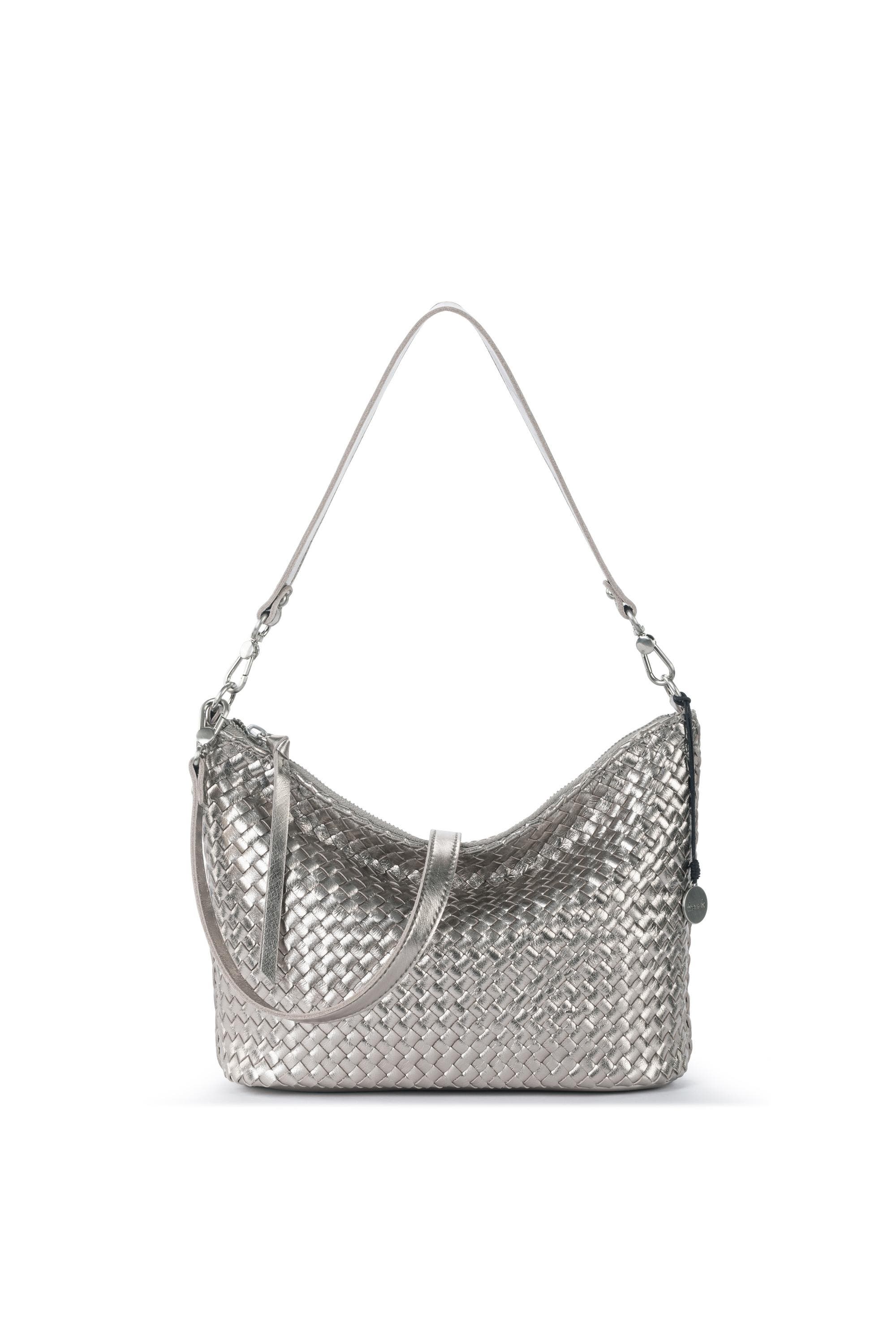 Juniper Small Hobo Leather Bag, Alternate, color, Pyrite Woven