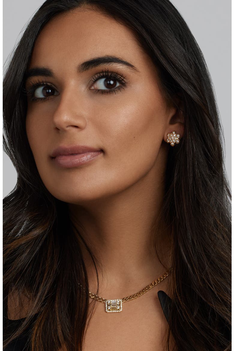 Halo Cube Diamond Curb Chain Necklace, Alternate, color, 18K YELLOW GOLD