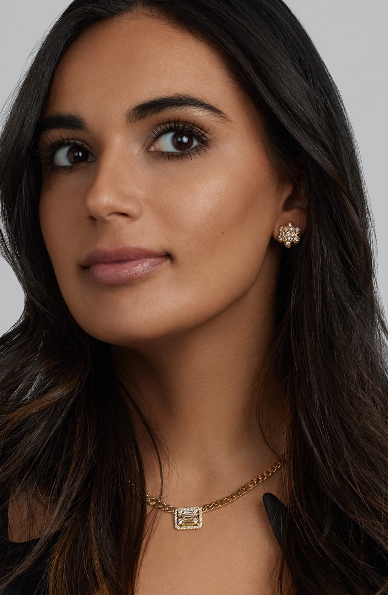 Mindi Mond Halo Cube Diamond Curb Chain Necklace, Alternate, color, 18K Yellow Gold