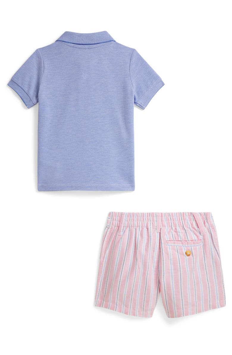 Ralph Lauren Oxford Mesh Button-Up Shirt & Shorts Set, Alternate, color, Harbor Island Blue
