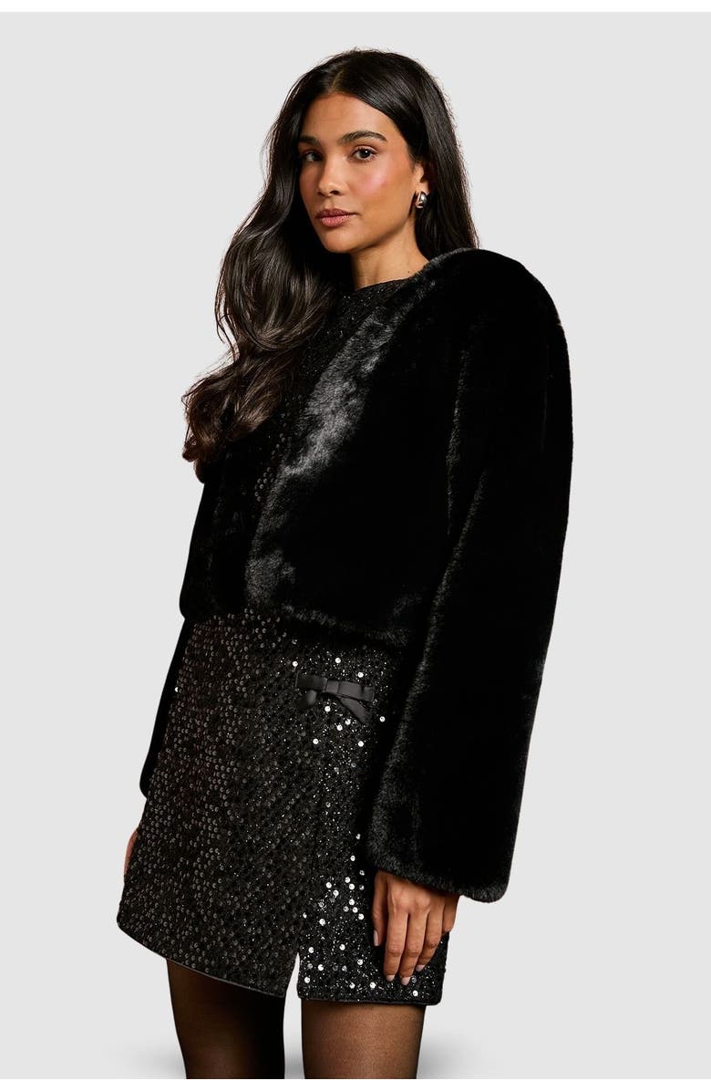 Coast Edge To Edge Faux Fur Coat, Main, color, Black