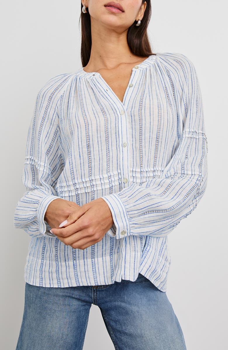 Rails Frances Stripe Linen Blend Button-Up Shirt, Main, color,