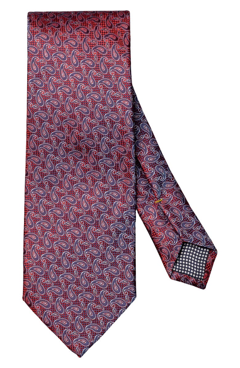 Eton Paisley Silk Tie, Main, color, Medium Red