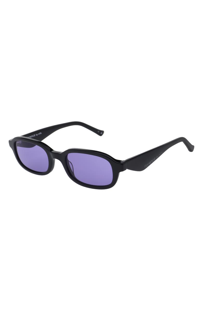 Florence by Mills 49mm Rectangular Sunglasses, Alternate, color, Gloss Black
