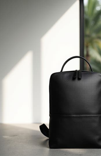 Skald Black Pebbled Leather Backpack | Slim Black Leather Backpack