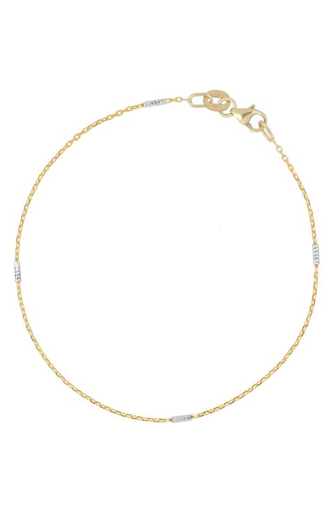 14K Gold Bar Chain Bracelet