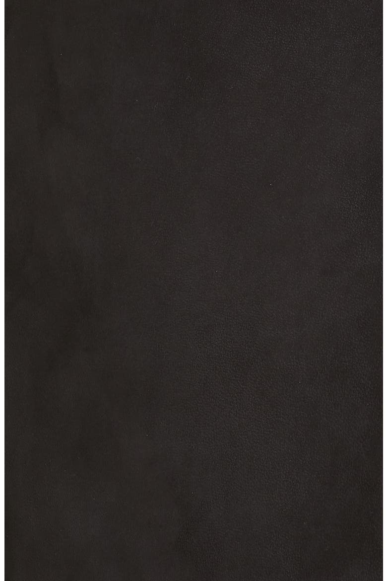 Fringe Hem Leather Skirt, Alternate, color, NOIR