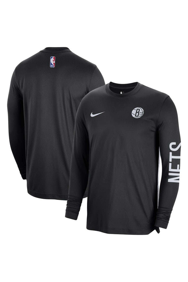 Unisex Nike Black Brooklyn Nets 2023/24 Authentic Pregame Long Sleeve Shooting Shirt, Alternate, color, Black