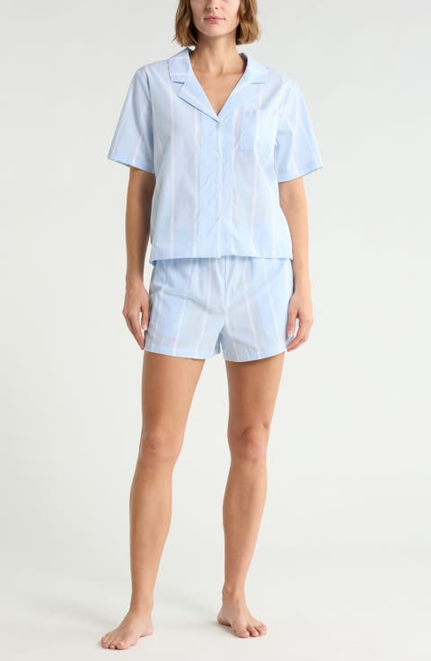 Cotton Short Sleeve Shirt & Shorts Pajamas