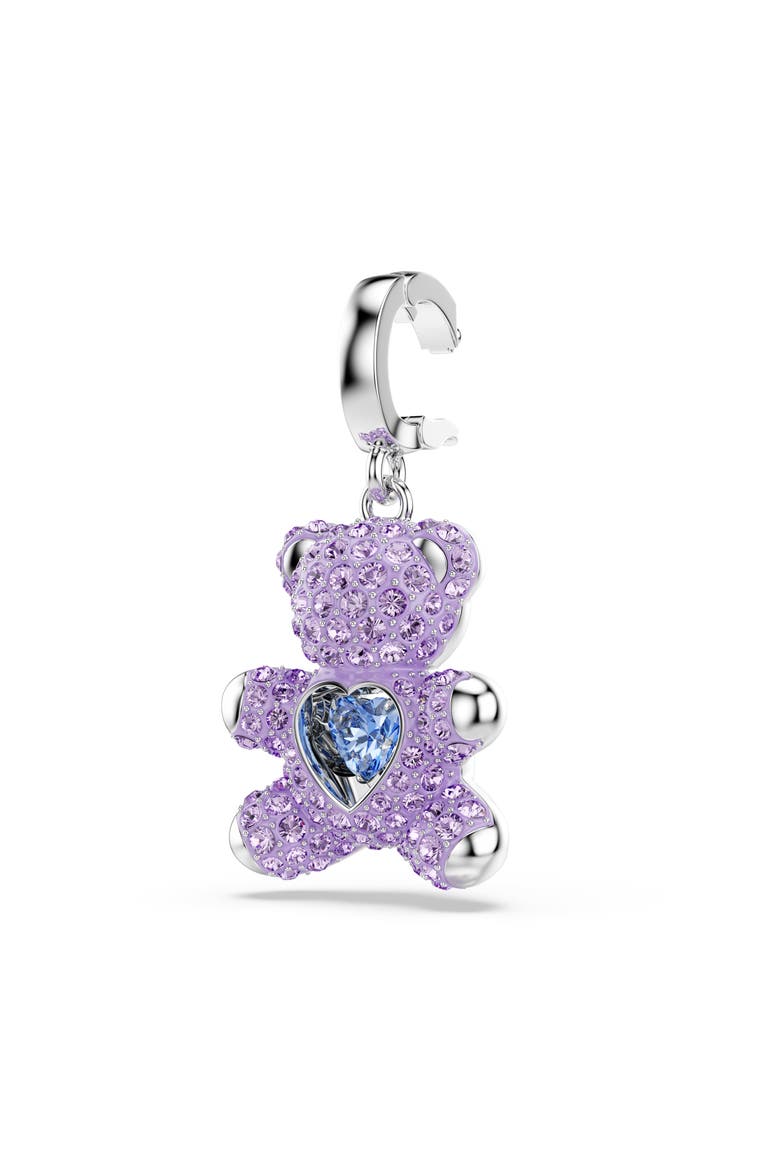Idyllia Crystal Teddy Bear Charm, Alternate, color, PURPLE