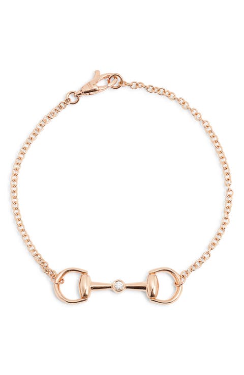 18K Pink Gold Diamond Horsebit Bracelet