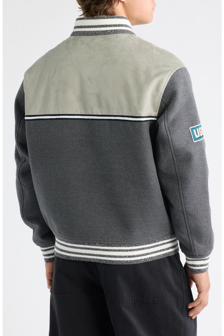 Retro Varsity Jacket, Alternate, color, DENSE SMOKE / COBBLE