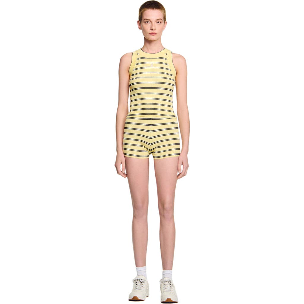 Sandro Striped Knit Vest Top In Yellow