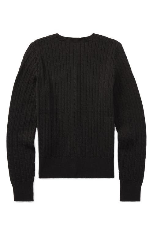 Polo Ralph Lauren Big Girls Cable-knit Cotton Cardigan In Polo Black
