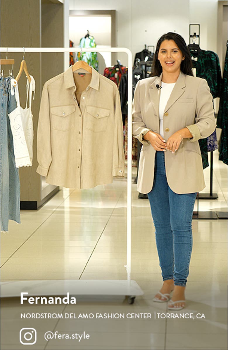 Snap Front Faux Suede Shacket, sales video thumbnail