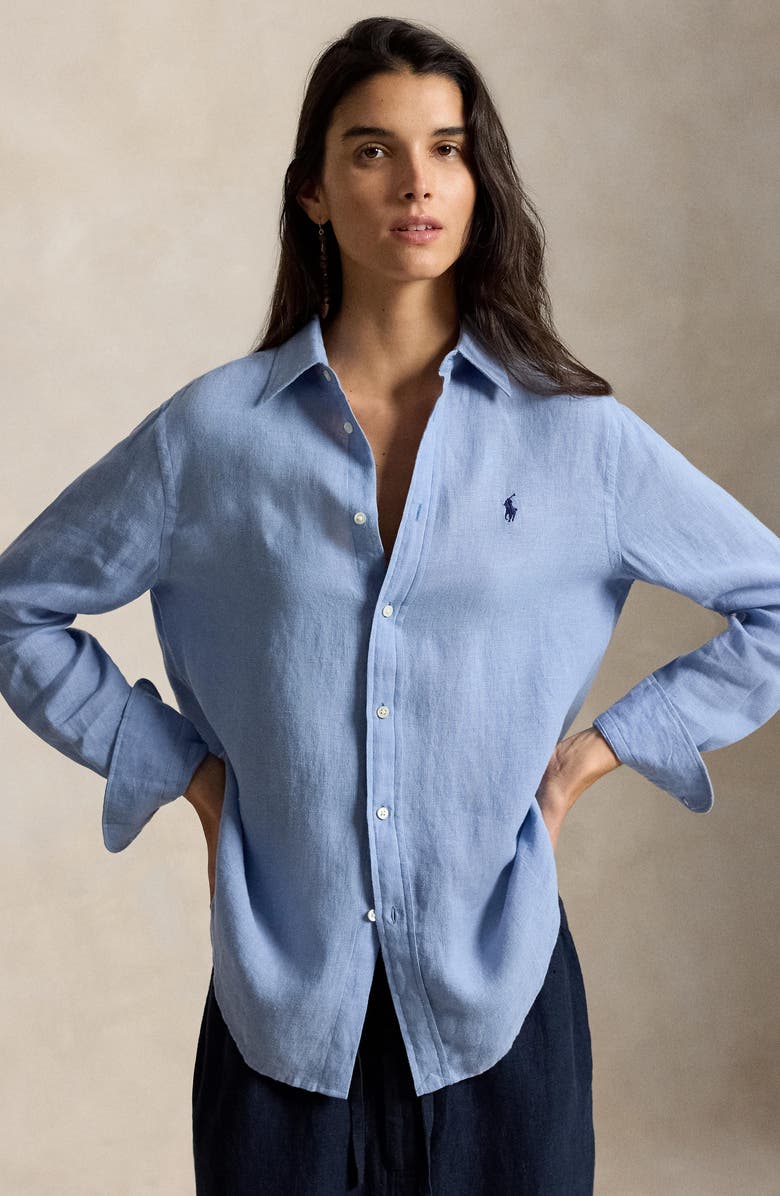 Polo Ralph Lauren Classic Fit Linen Button-Up Shirt, Alternate, color, Summer Blue