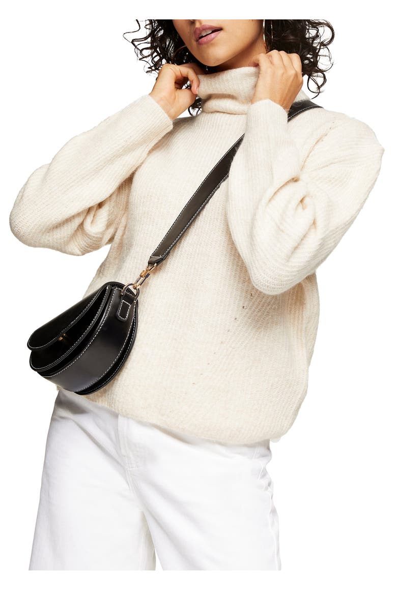 Roll Crop Sweater, Main, color, CAMEL